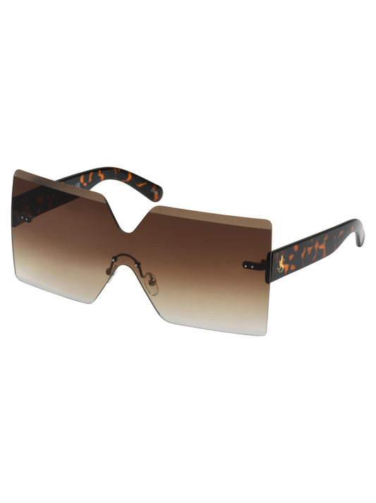 Frameless Shield Sunglasses in Tortoise | Jessica Simpson Accessories