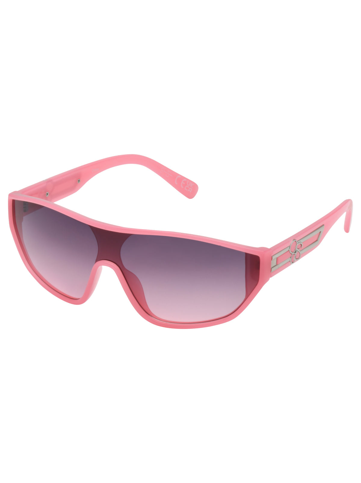 Wrap-Around Shield Sunglasses in Cream & Pink | Jessica Simpson Accessories
