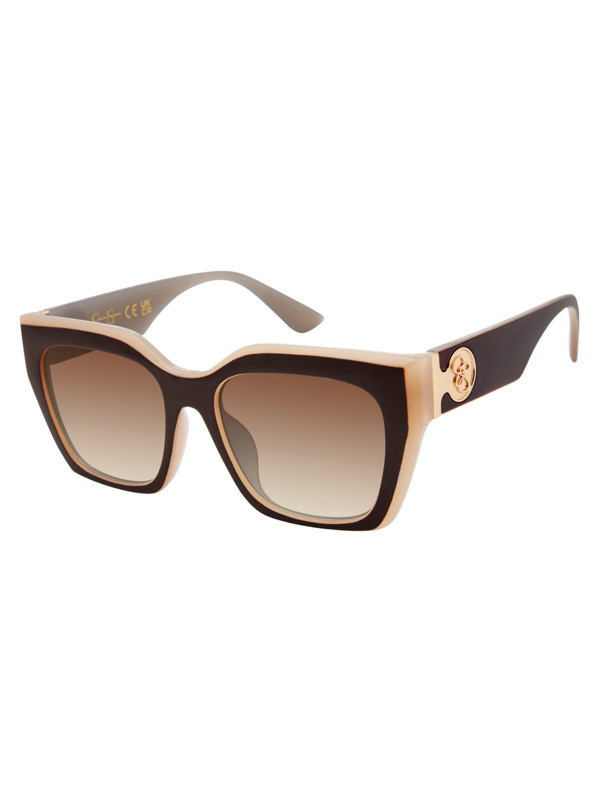 Retro Two Tone Cat Eye Sunglasses in Brown & Nude | Jessica Simpson Accessories
