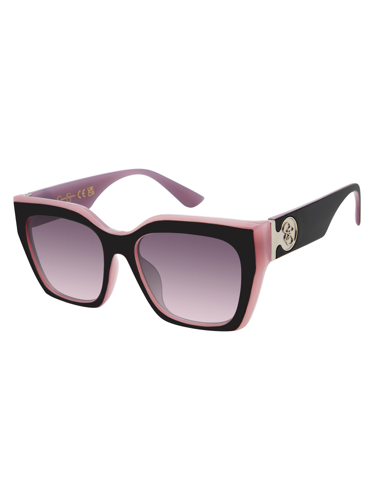 Retro Two Tone Cat Eye Sunglasses in Black & Mauve | Jessica Simpson Accessories