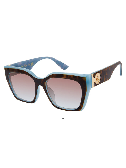 Retro Two Tone Cat Eye Sunglasses in Tortoise & Blue | Jessica Simpson Accessories