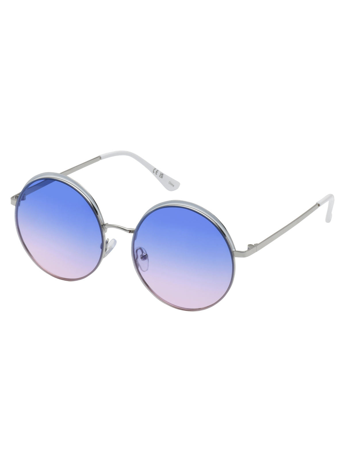 Vintage Metal Round Sunglasses in Silver & White | Jessica Simpson Accessories