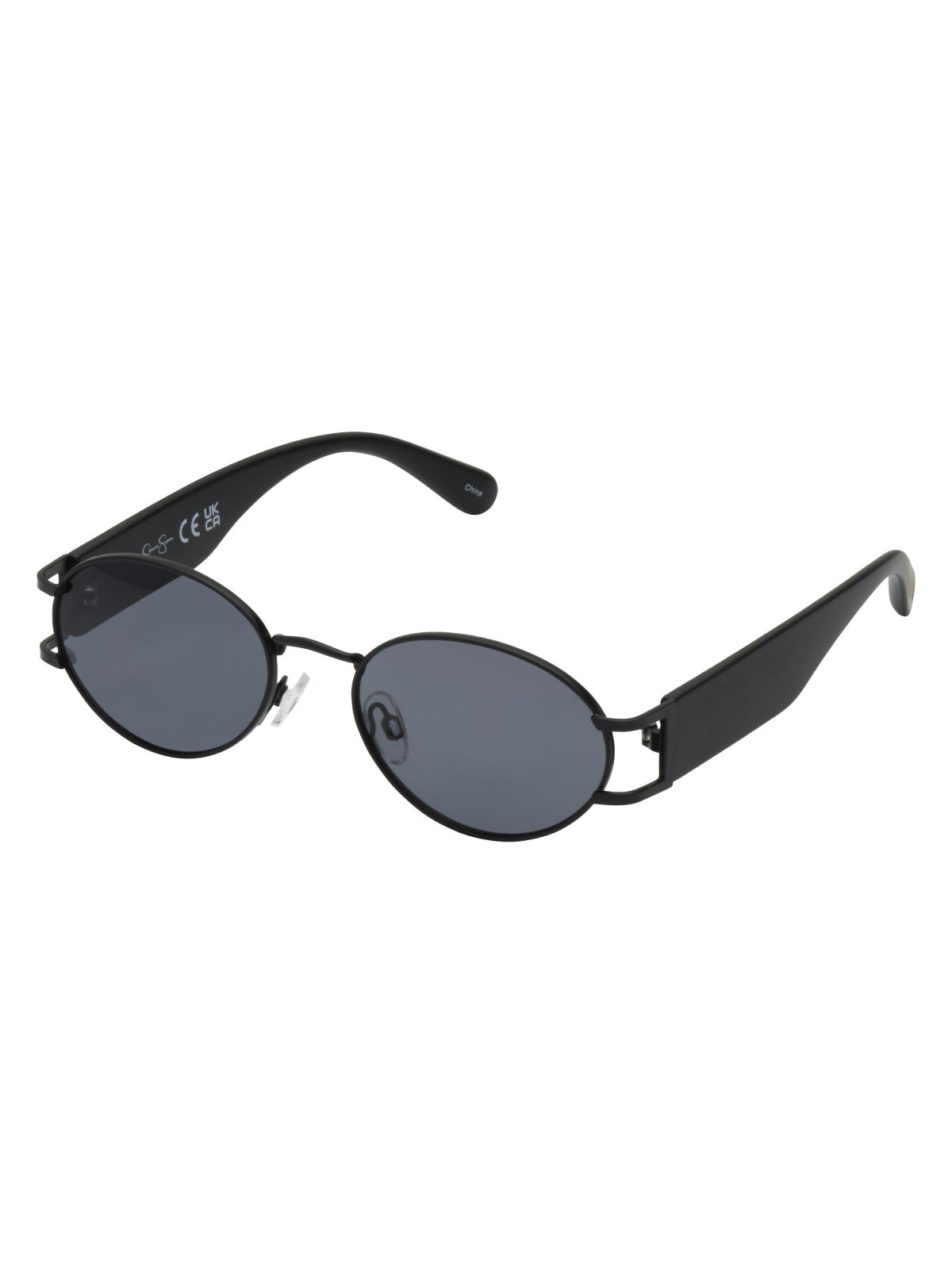 Retro Vintage Metal Oval Sunglasses in Black | Jessica Simpson Accessories