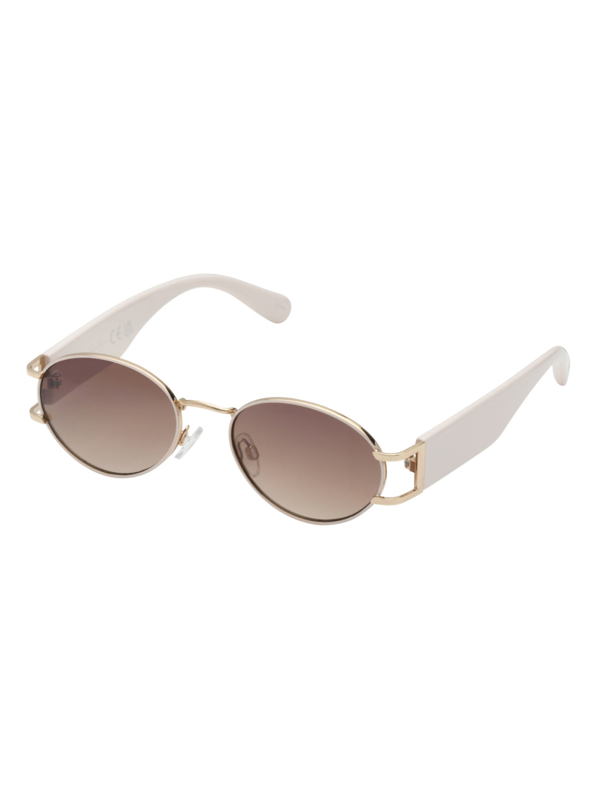 Retro Vintage Metal Oval Sunglasses in Cream | Jessica Simpson Accessories