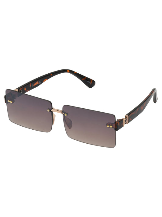 Sleek Rectangular Metal Sunglasses in Gold & Tortoise | Jessica Simpson Accessories