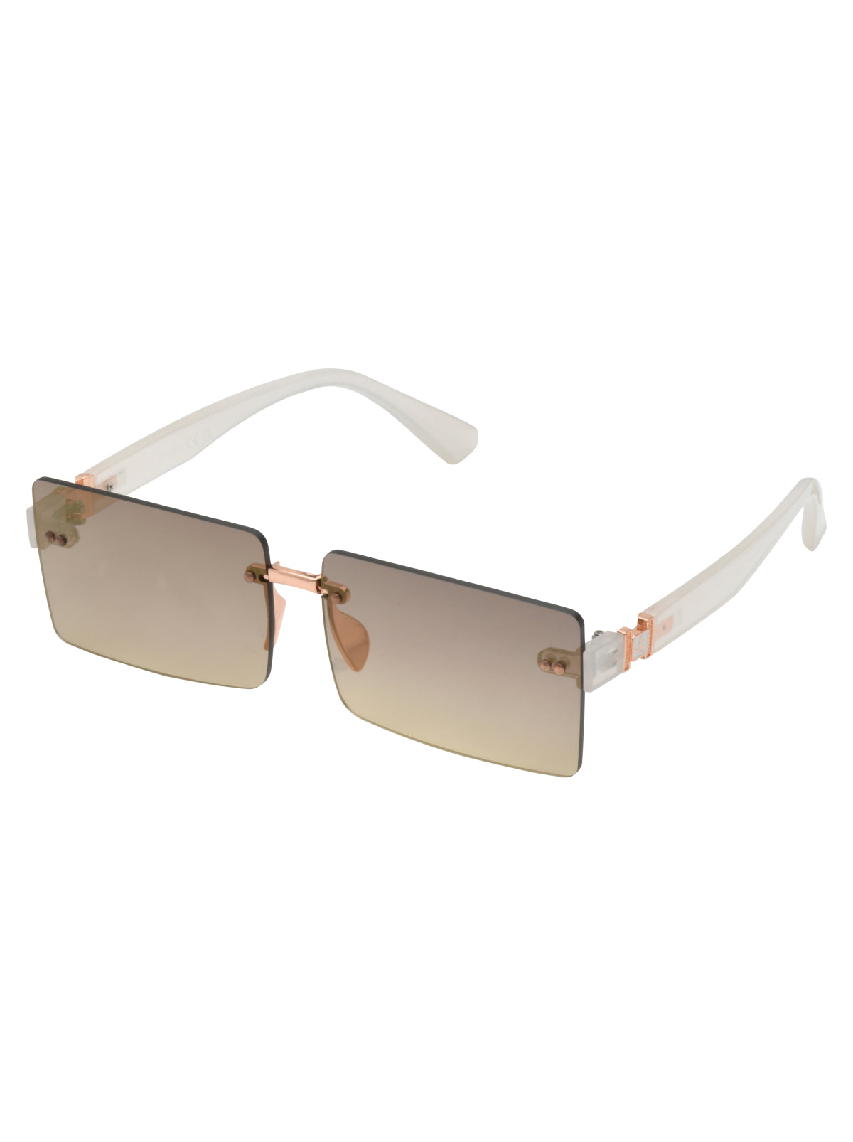 Sleek Rectangular Metal Sunglasses in Rose Gold & Cream | Jessica Simpson Accessories