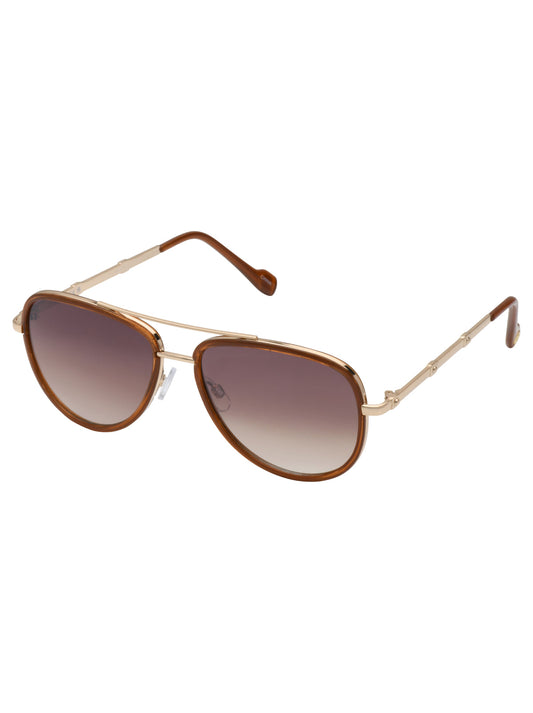 Modern Metal Aviator Sunglasses in Gold & Brown | Jessica Simpson Accessories