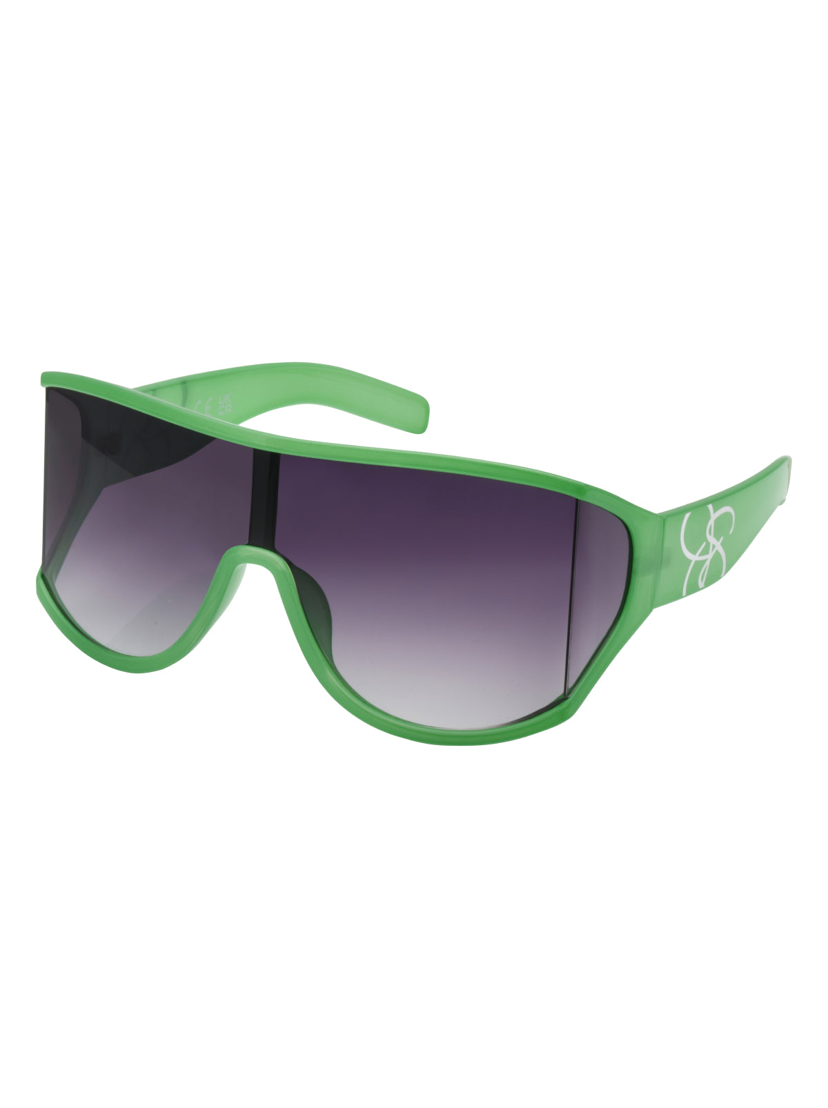 Oversized Square Wrap Shield Sunglasses in Green | Jessica Simpson Accessories