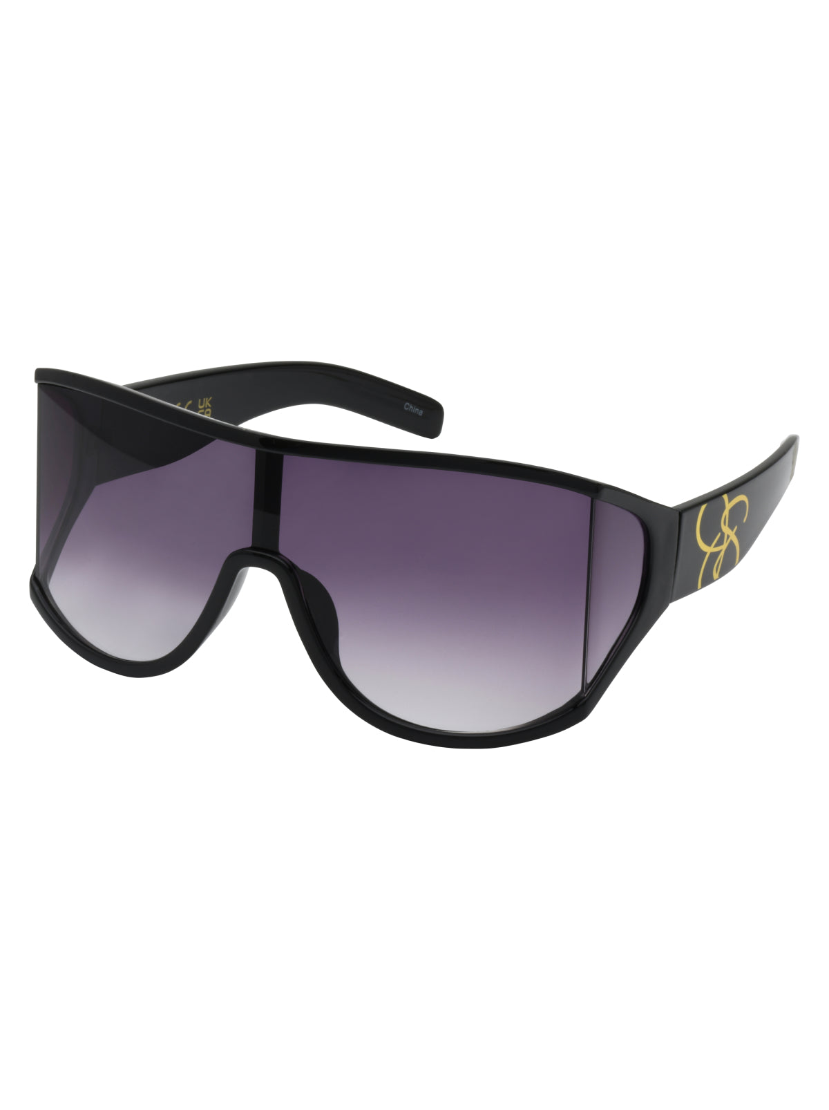 Oversized Square Wrap Shield Sunglasses in Black | Jessica Simpson Accessories
