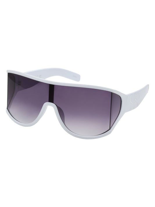 Oversized Square Wrap Shield Sunglasses in White | Jessica Simpson Accessories