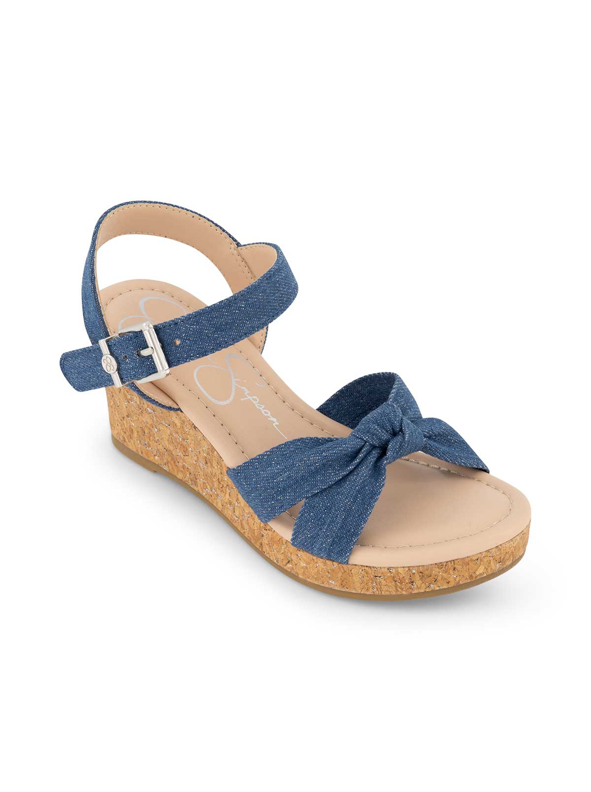 Girls' Asha Knot Wedge Sandals in Denim | Jessica Simpson Women