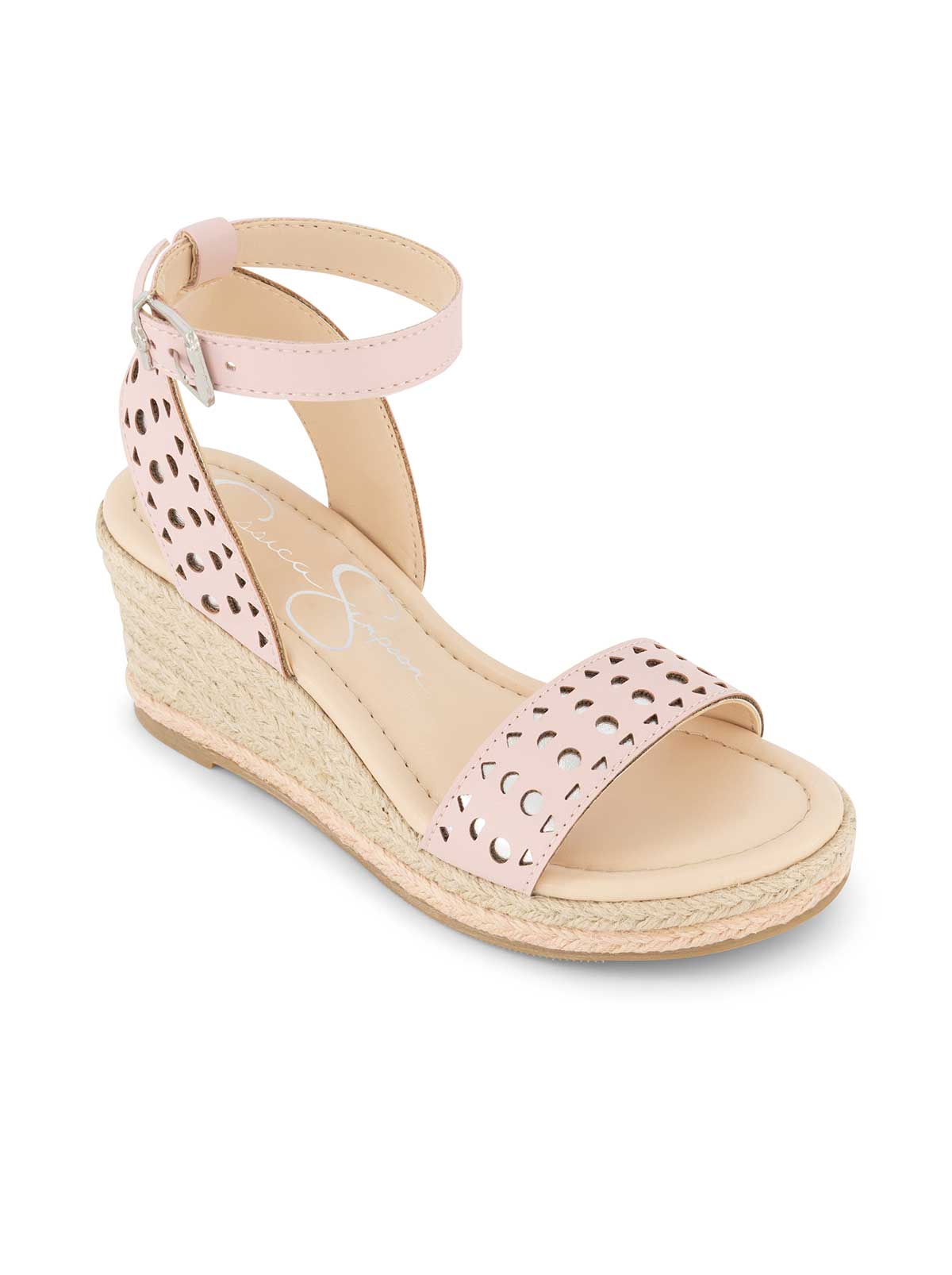 Girls' Asha Perforated Wedge Sandal in Blush | Jessica Simpson Women