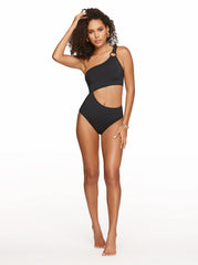 Solid Cut Out One Piece in Black | Jessica Simpson Women
