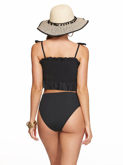 Solid Smocked Bandeau Top in Black | Jessica Simpson Women