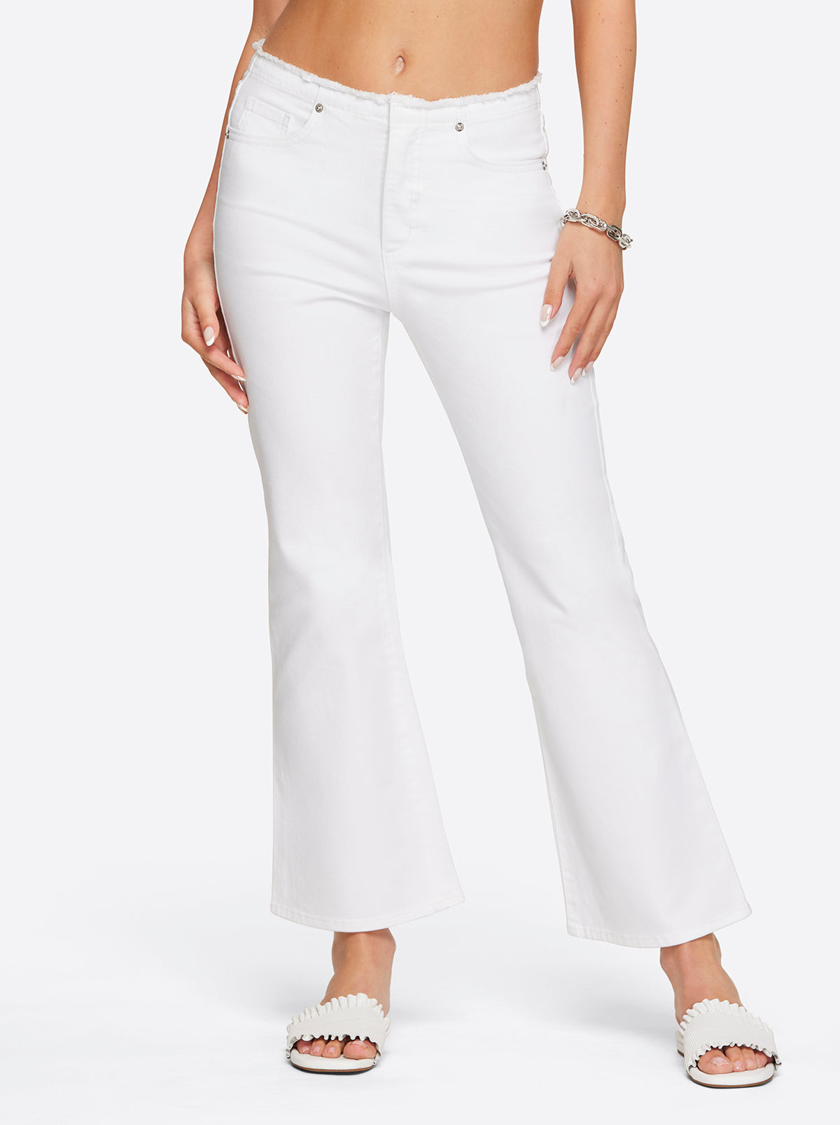 Love Song High Rise Crop Flare in White | Jessica Simpson Women