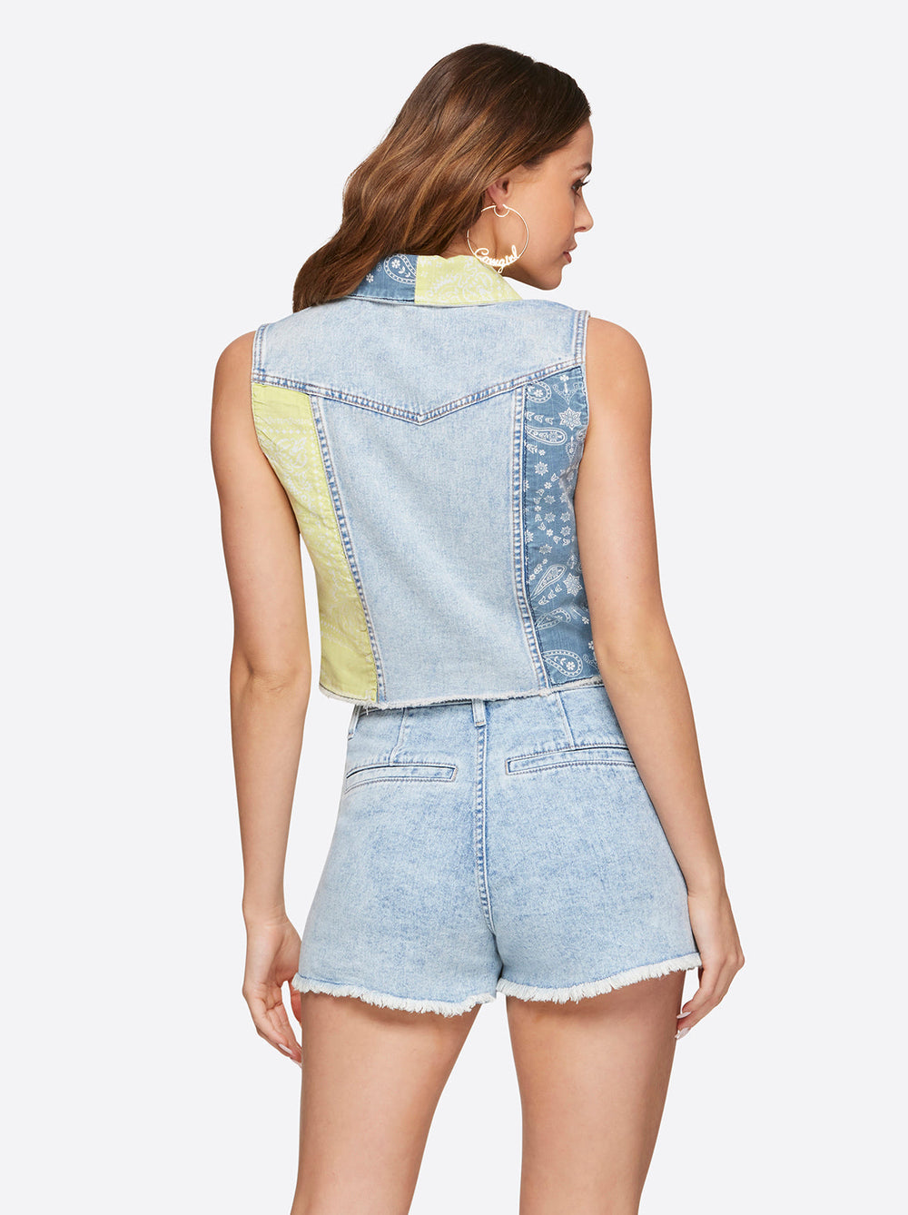 Sound Track Crop Denim Vest in Heavenly | Jessica Simpson Women
