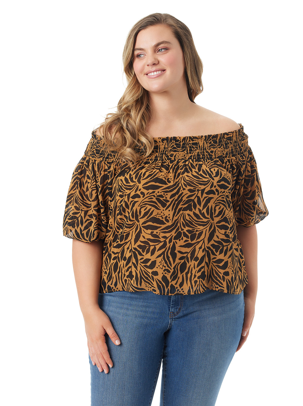 Rosiya Off Shoulder Top in Zebra Floral | Jessica Simpson Women