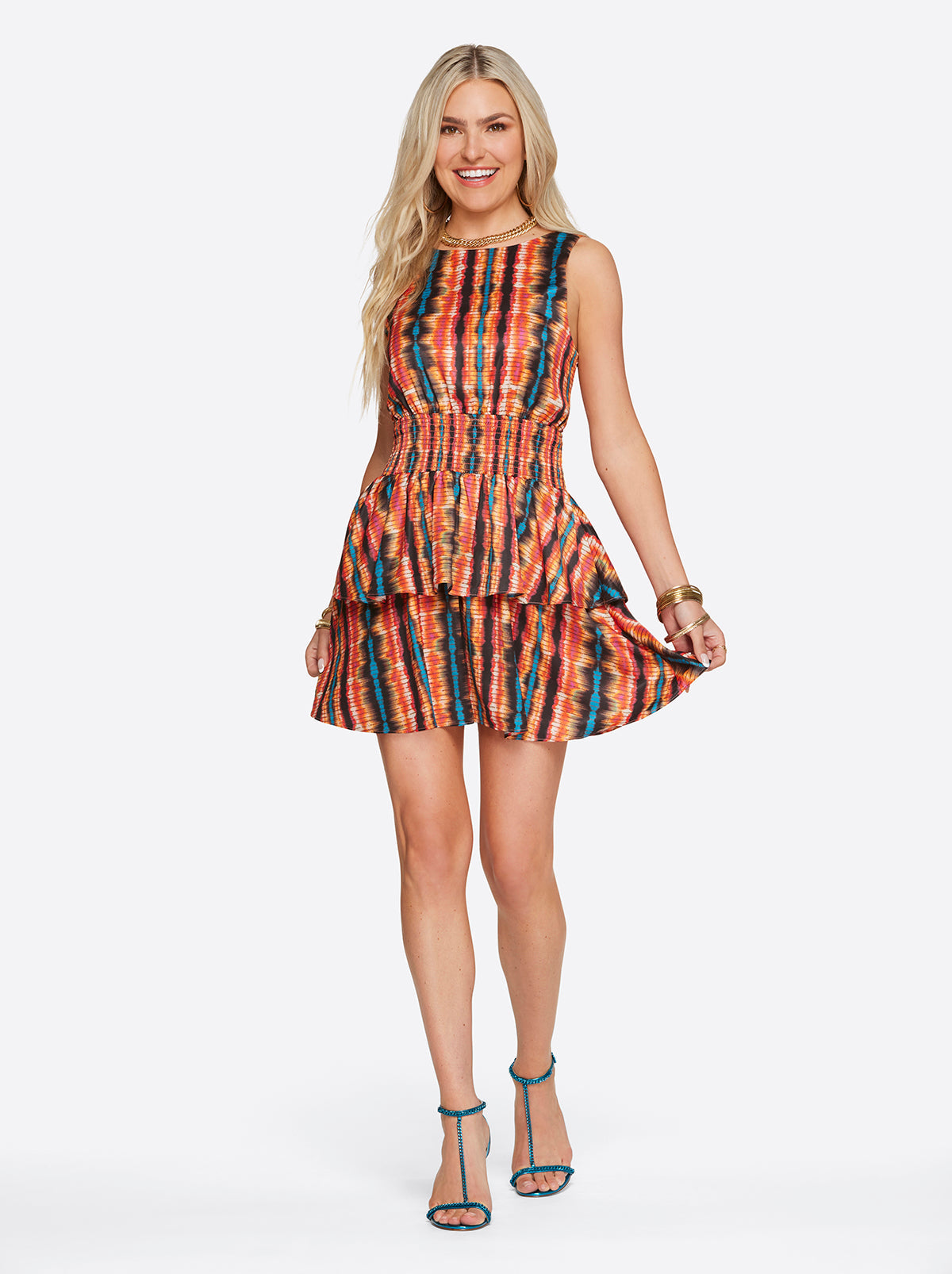 Illora Tiered Mini Dress in Tie Dye Stripe | Jessica Simpson Women