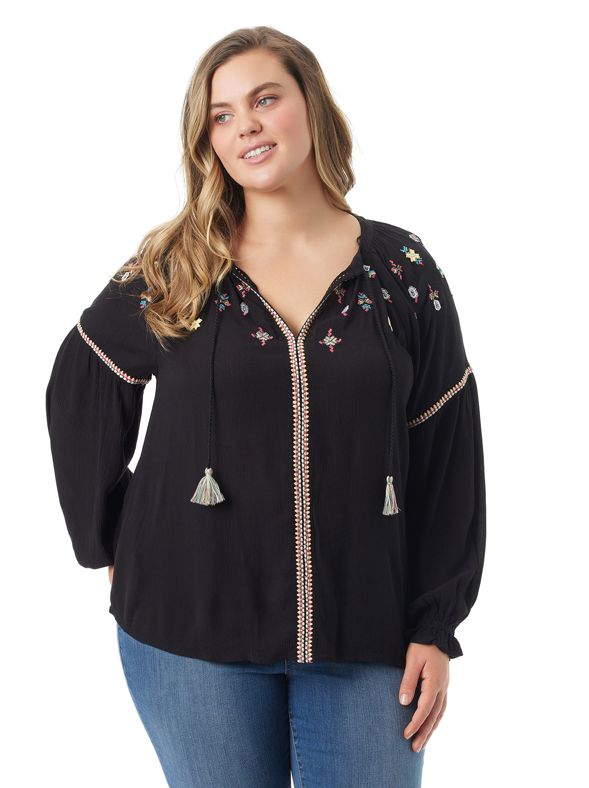 Lissy Embellished Top in Black | Jessica Simpson Women