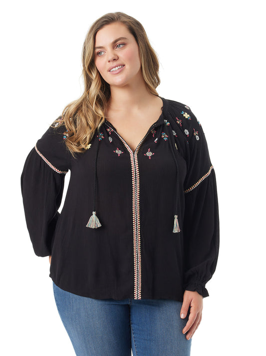 Lissy Embellished Top in Black | Jessica Simpson Women