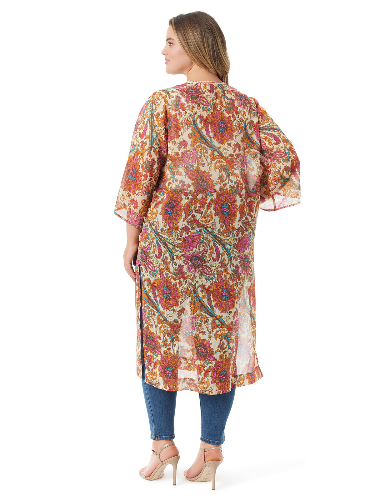 Calie Kimono in Apricot Sherbet Paisley | Jessica Simpson Women