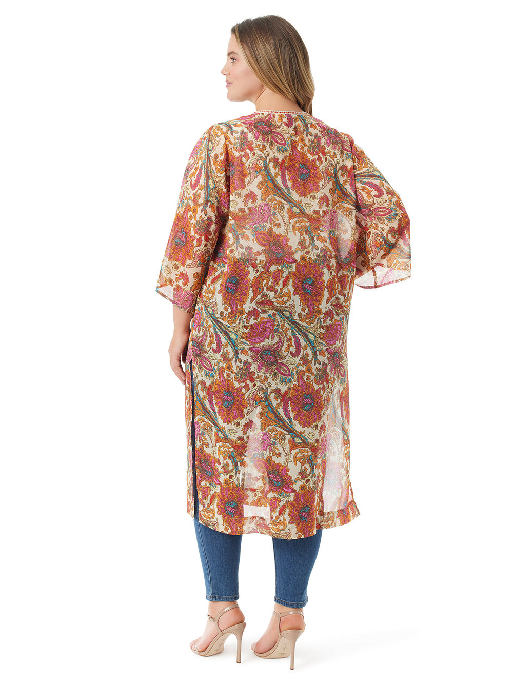 Calie Kimono in Apricot Sherbet Paisley | Jessica Simpson Women