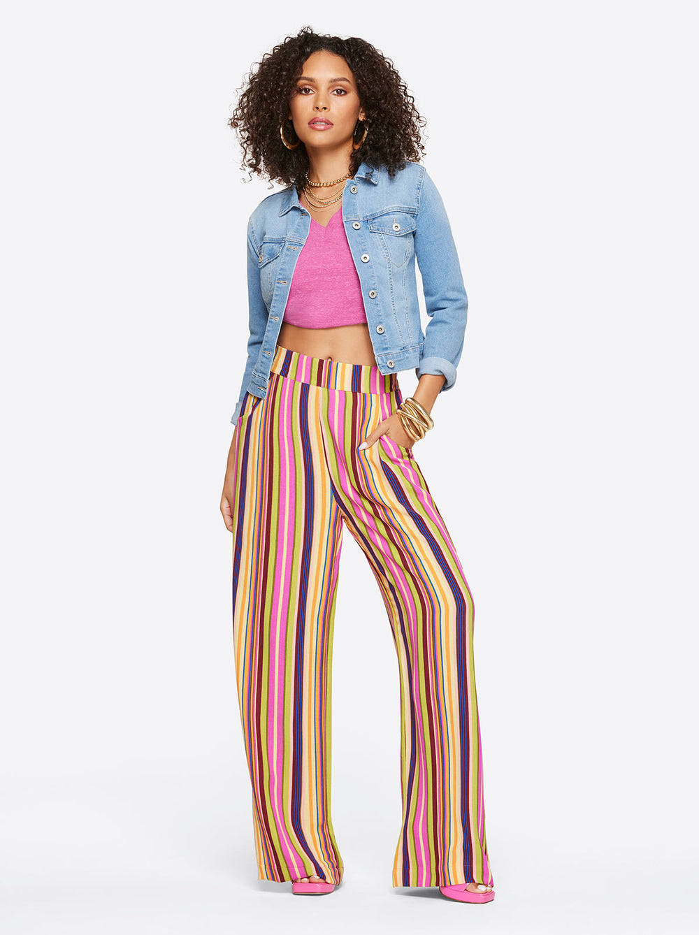 Winnie Wide Leg Pants in Rainbow Stripe | Jessica Simpson Women