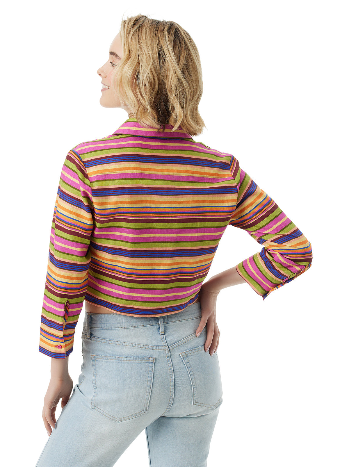 Wisteria Tie Front Top in Rainbow Stripe | Jessica Simpson Women