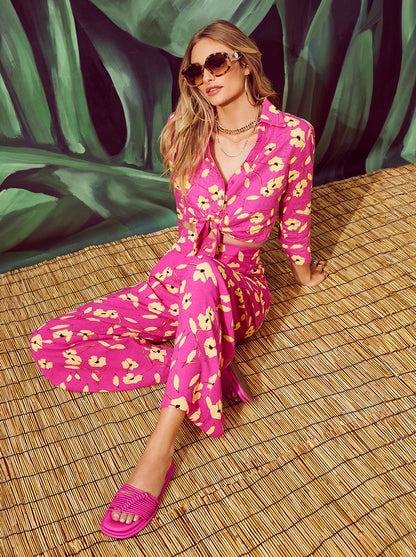Wisteria Tie Front Top in Withering Petals | Jessica Simpson Women