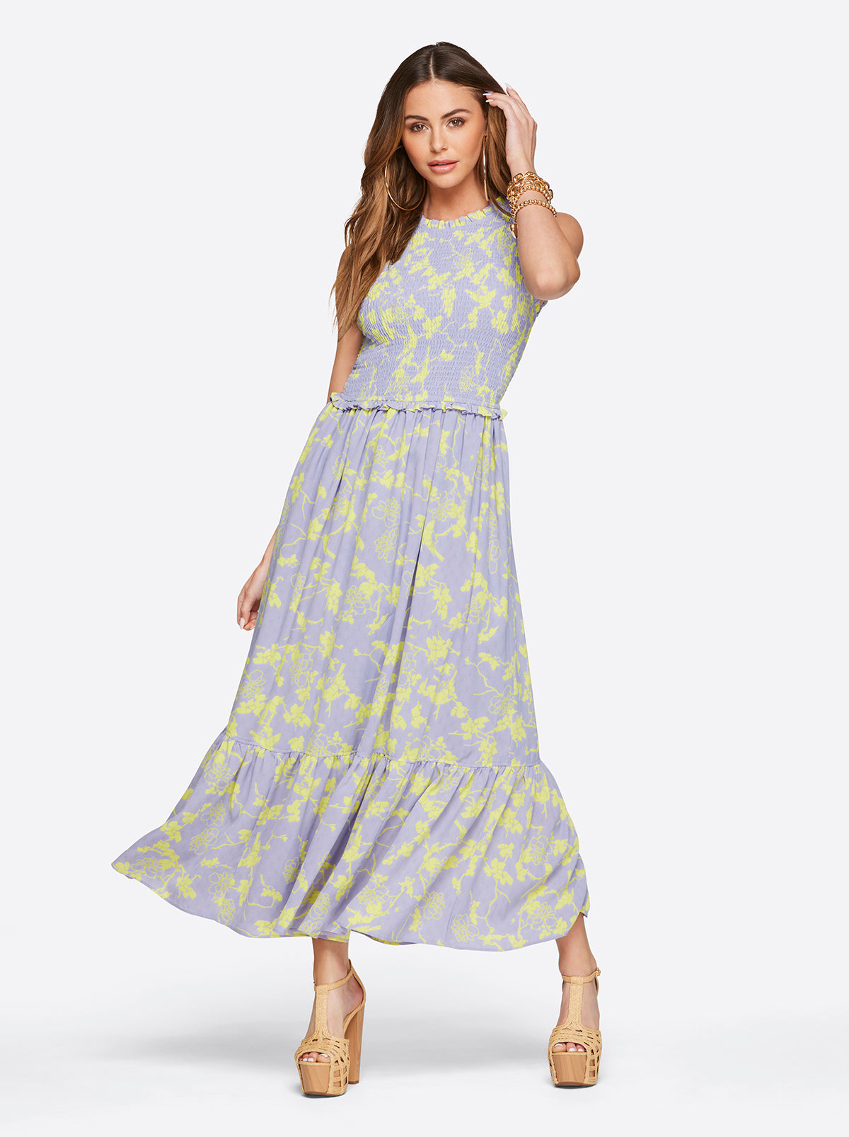 Mira Tiered Ruffle Maxi Dress in Hidden Lotus | Jessica Simpson Women