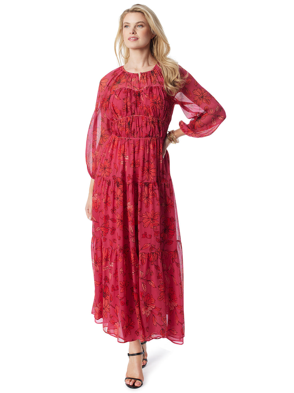 Sasha Maxi Dress in Outlined Blossoms | Jessica Simpson Women