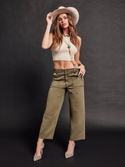 Wide Leg Chino in Bronze Green | Jessica Simpson Women