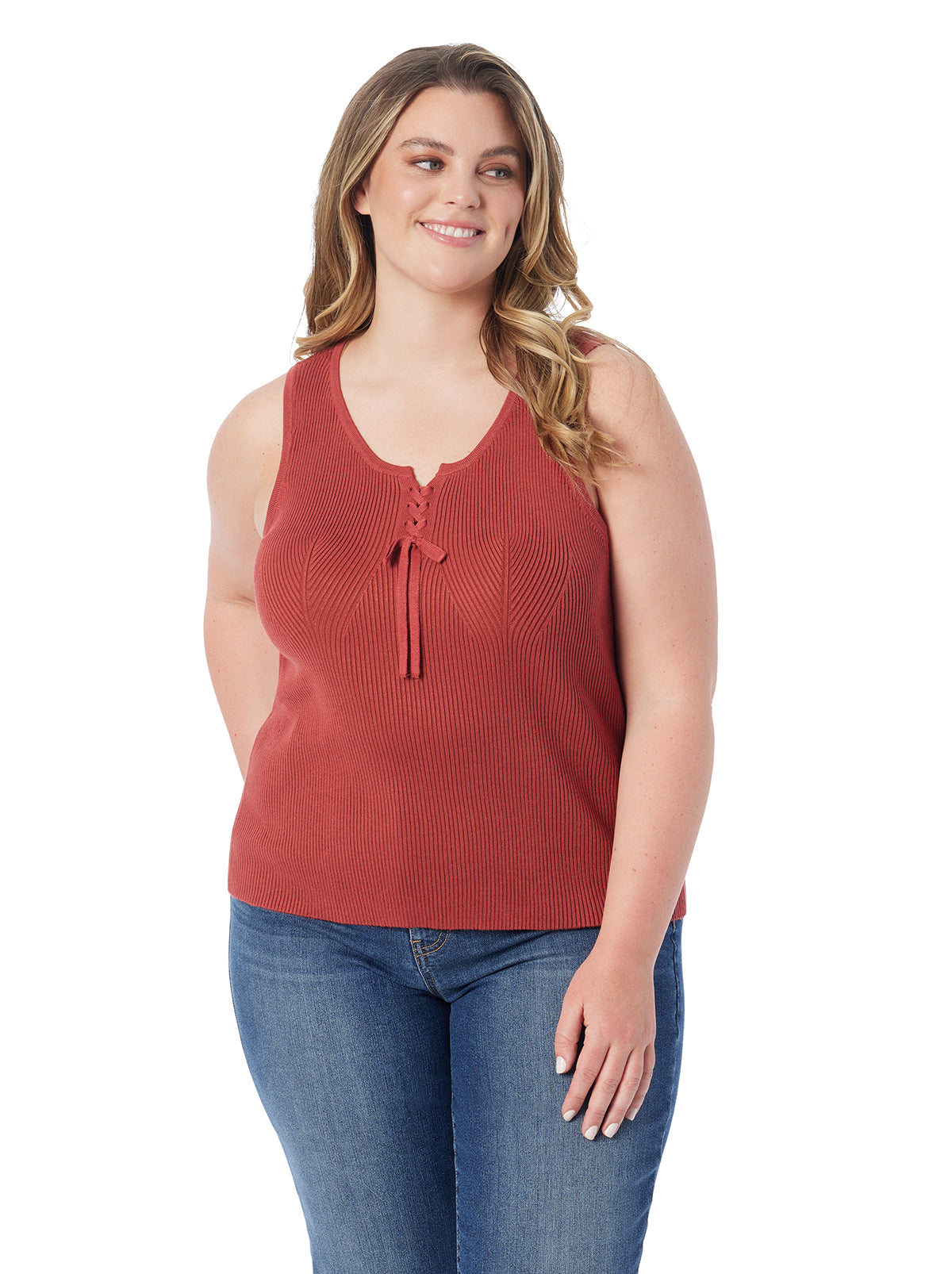 Johanna Lace Up Tank in Chili Oil | Jessica Simpson Women