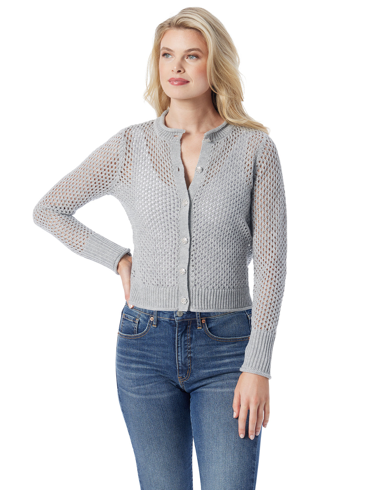 Bianka Cardigan in Metallic Silver | Jessica Simpson Women
