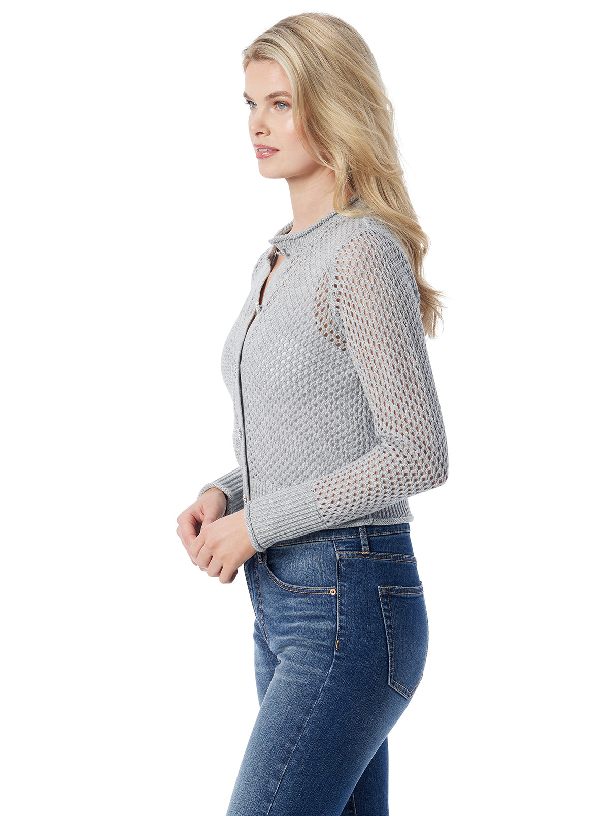 Bianka Cardigan in Metallic Silver | Jessica Simpson Women