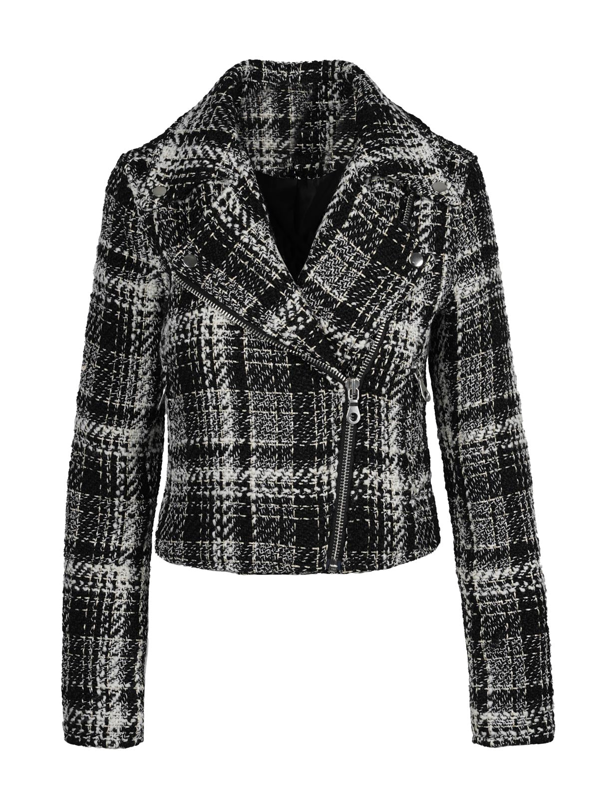 Biker Jacket in Black & White Tweed | Jessica Simpson Women