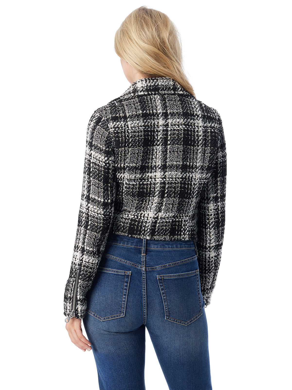 Biker Jacket in Black & White Tweed | Jessica Simpson Women