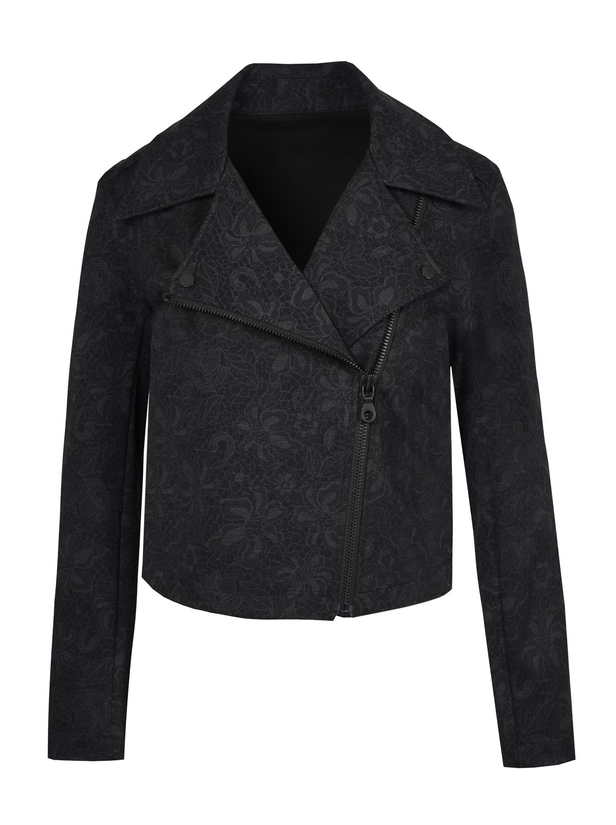Biker Jacket in Black Laced Floral | Jessica Simpson Women