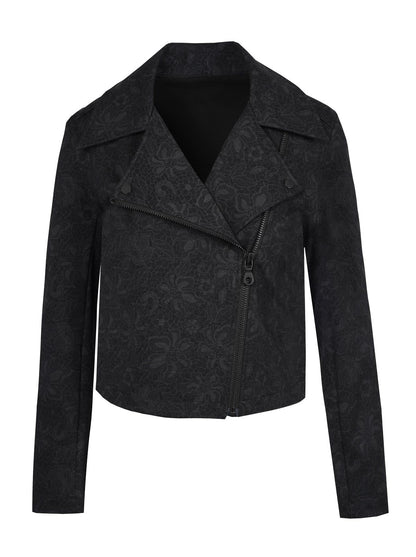 Biker Jacket in Black Laced Floral | Jessica Simpson Women
