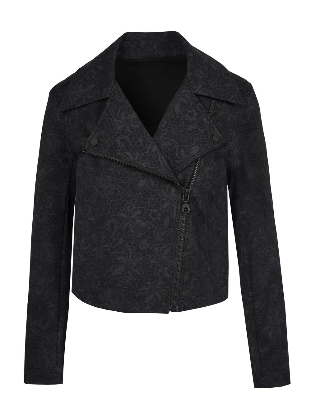Biker Jacket in Black Laced Floral | Jessica Simpson Women
