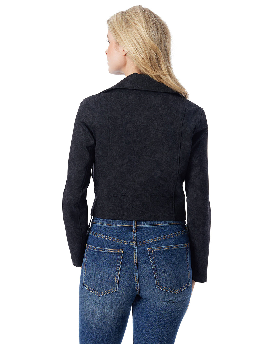 Biker Jacket in Black Laced Floral | Jessica Simpson Women