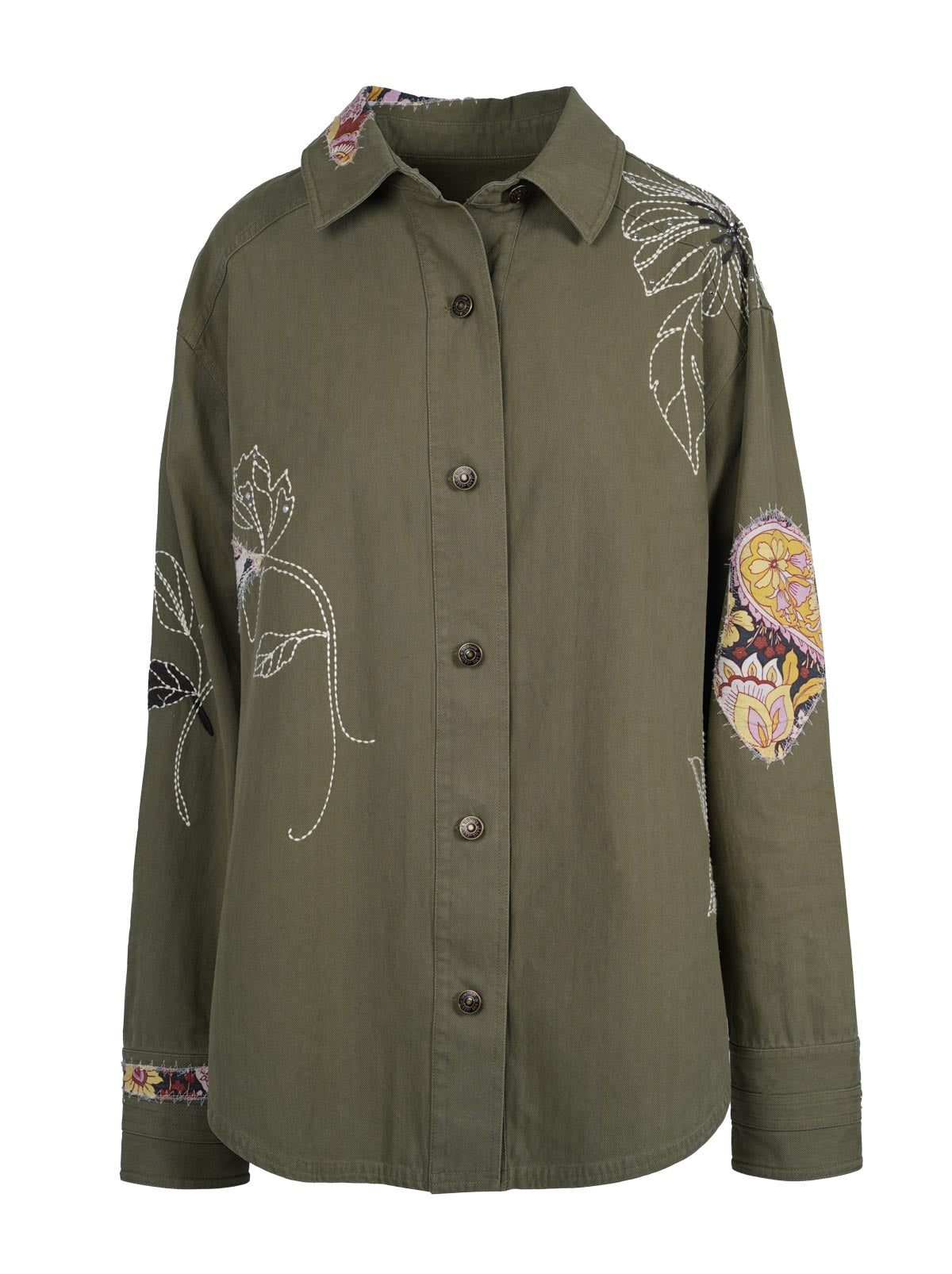 Embellished Shacket in Bronze Green | Jessica Simpson Women