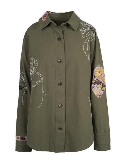 Embellished Shacket in Bronze Green | Jessica Simpson Women