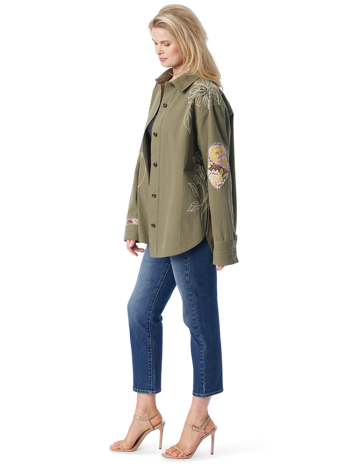 Embellished Shacket in Bronze Green | Jessica Simpson Women