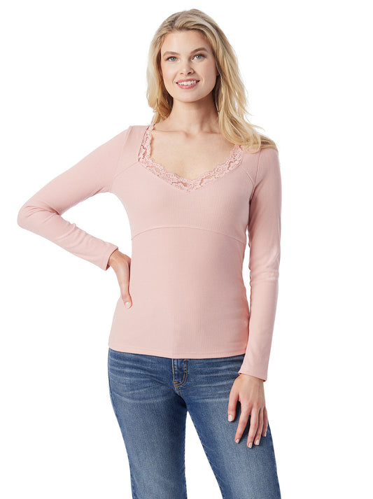 Abbey Sweatheart Top in Silver Pink | Jessica Simpson Women