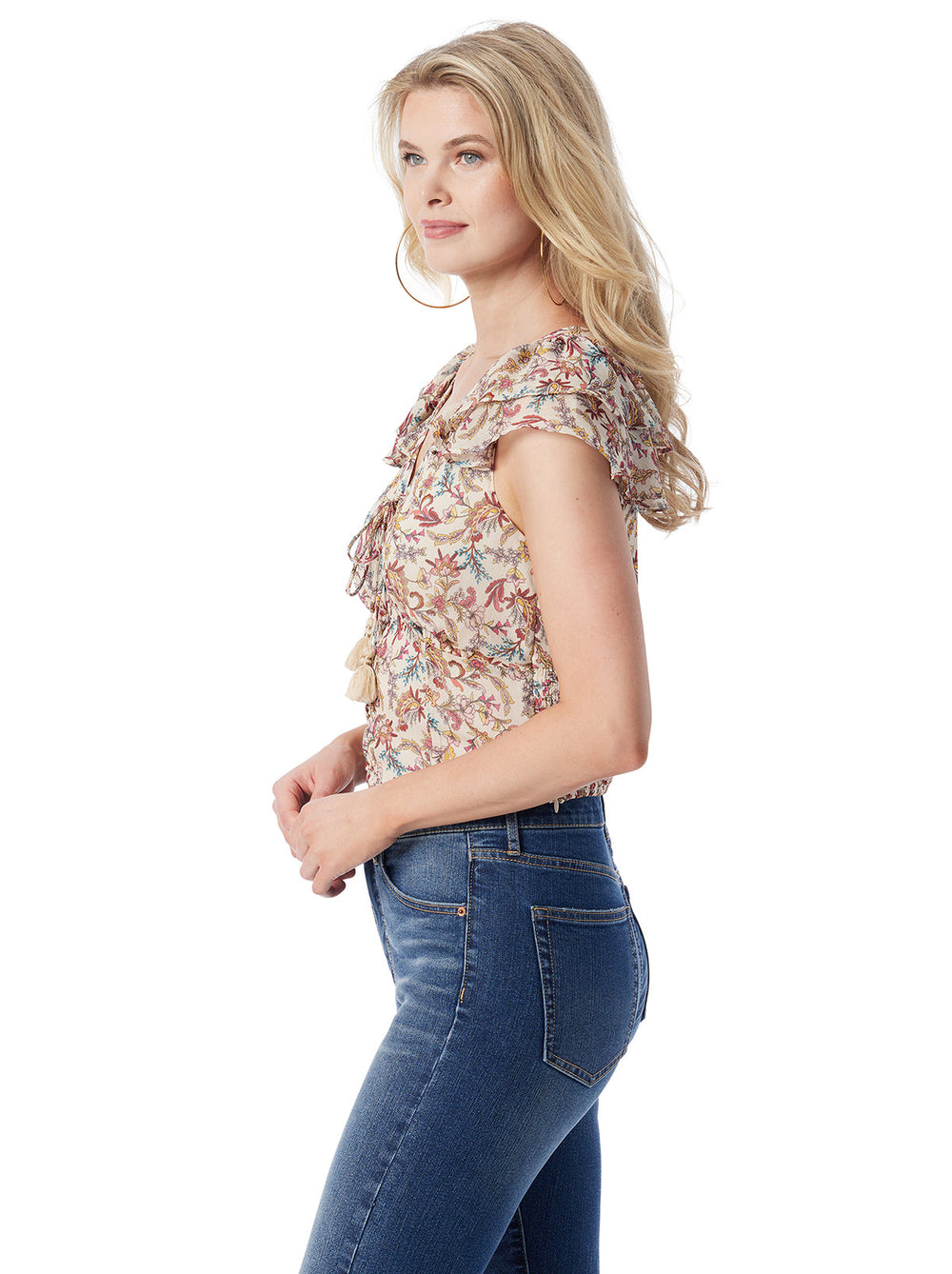 Dixie Cropped Blouse in Cartoon Florals | Jessica Simpson Women