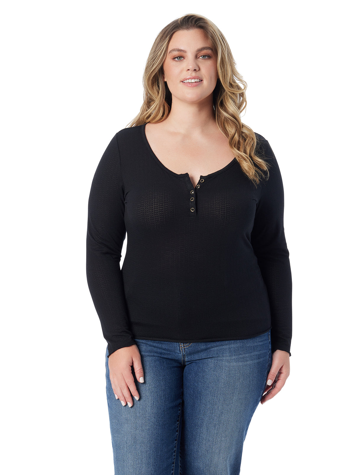 Tahani Henley Top in Anthracite | Jessica Simpson Women