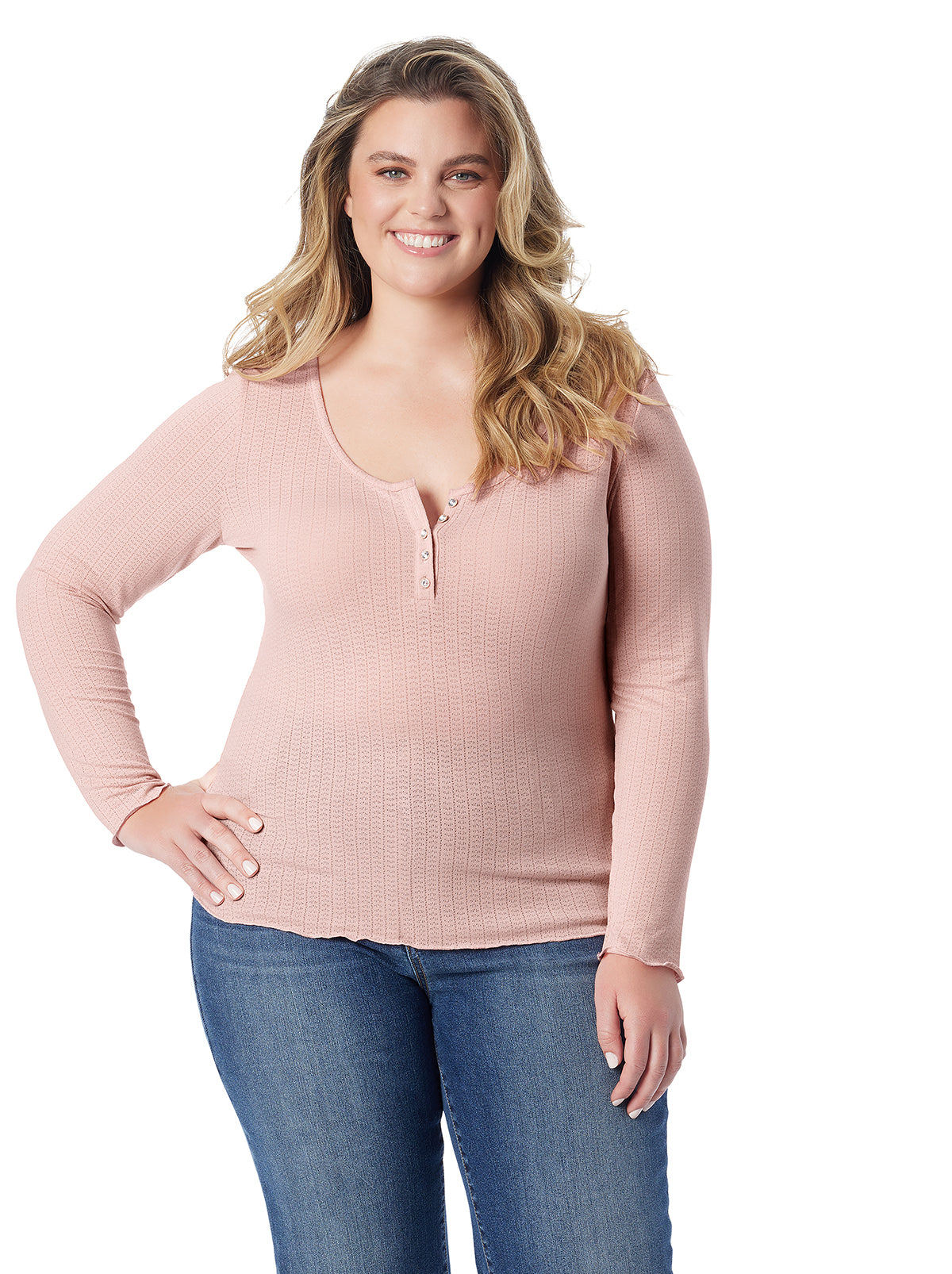 Tahani Henley Top in Silver Pink | Jessica Simpson Women