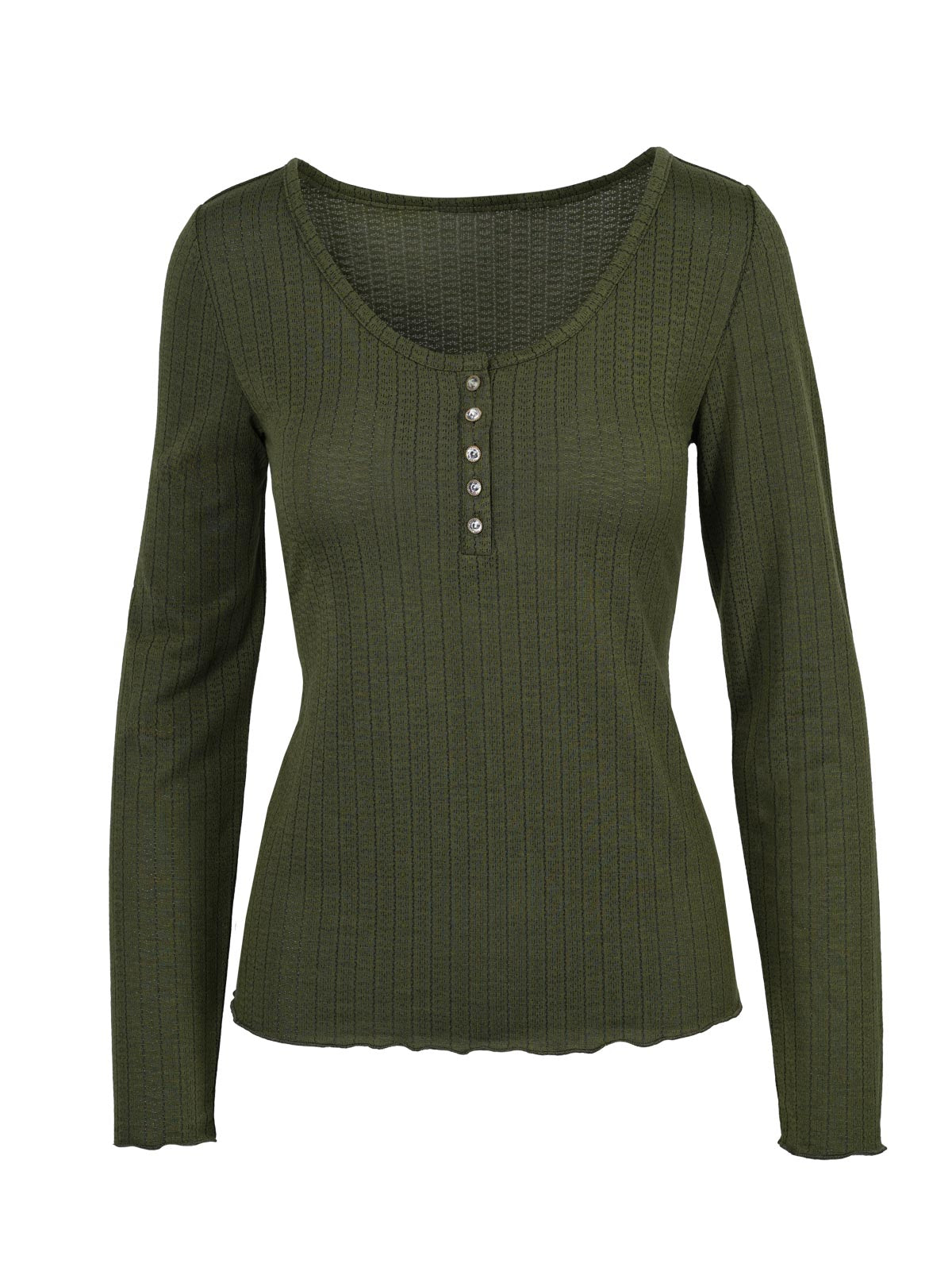 Tahani Henley Top in Bronze Green | Jessica Simpson Women