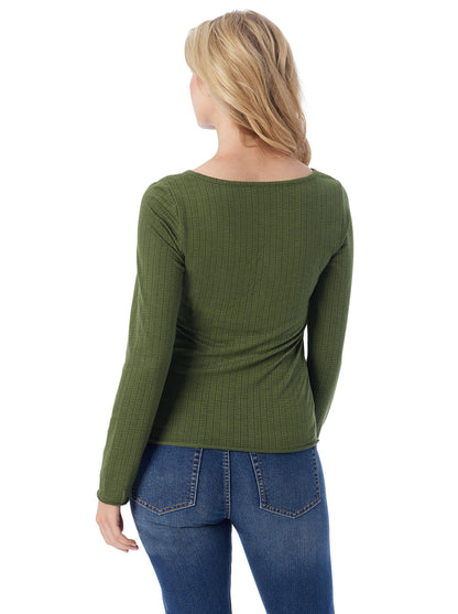 Tahani Henley Top in Bronze Green | Jessica Simpson Women
